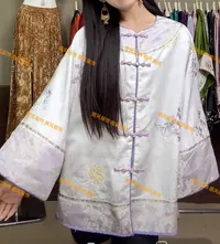 【止谈风月】新中式新款宽松禅意上衣复古提花新中式圆领