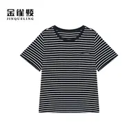 金雀绫【北回归线】时尚简约休闲条纹针织加宽加大小衫SZA2SL539