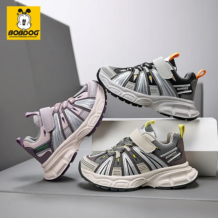 巴布豆男女童2025秋冬季棉新款透气皮面休闲鞋防滑软底儿童运动鞋