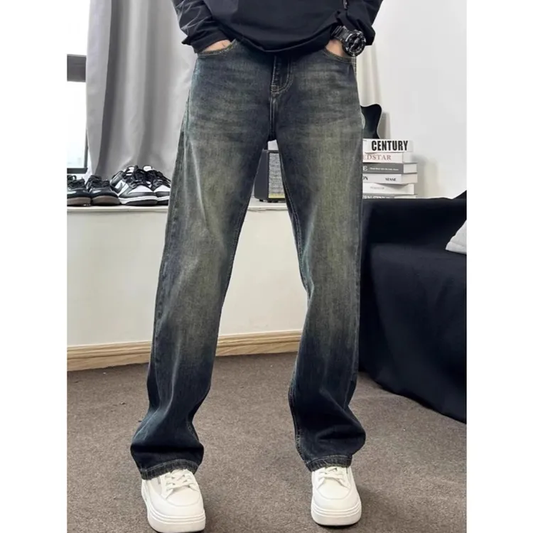 ins新款气质潮牌流行休闲潮流时尚复古百搭慵懒港风帅气牛仔裤