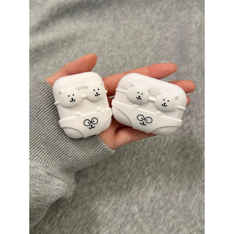 卡通自嘲熊比基尼适用苹果AirPods pro3代苹果无线蓝牙耳机套4代