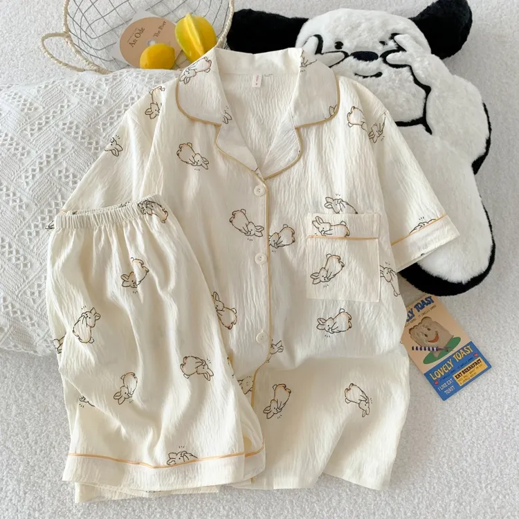 2025新款云朵棉睡衣女夏季薄款短袖短裤卡通可爱少女可外穿家居服
