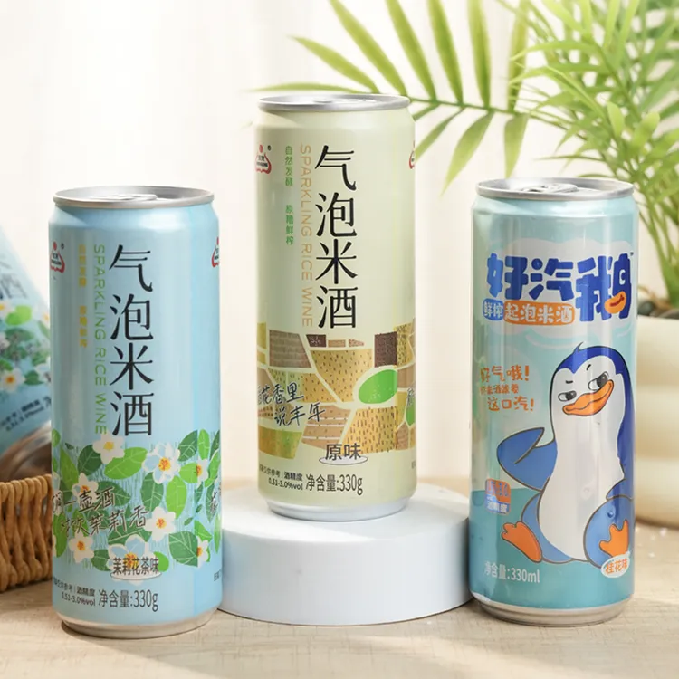 生龙气泡米酒茉莉花茶桂花味鲜榨醪糟汁小甜酒低度糯米酒 6罐超值