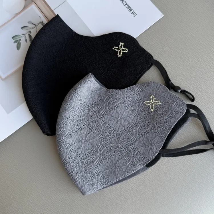 立体无痕保暖口罩女秋冬季新款时尚优雅气质蕾丝透气防寒保暖面罩