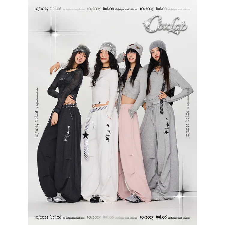 【达人专属】CBXLAB街舞潮牌星星毛边香蕉长裤休闲宽松百搭秋季爵士