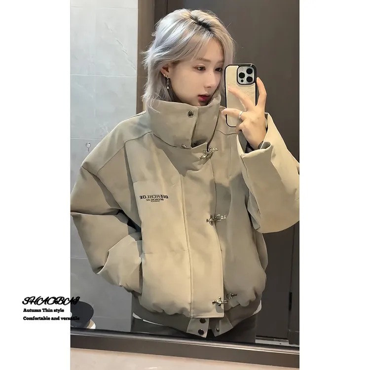 美式扎染pu皮衣棉服男女秋冬加棉加厚棉衣外套高级感立领夹克棉袄