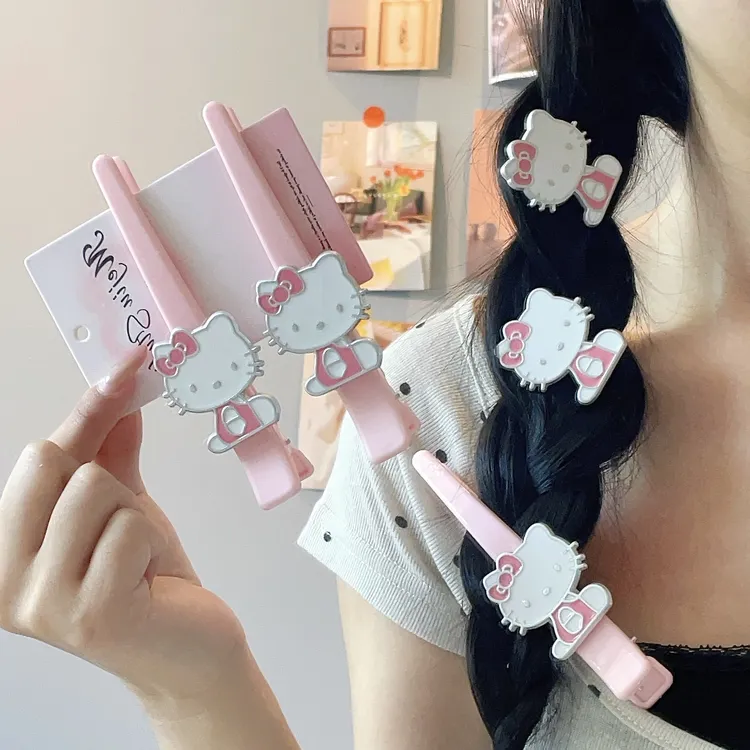 日系甜美全身粉色猫咪大号发夹高颜值少女百搭鸭嘴夹发卡发饰ins