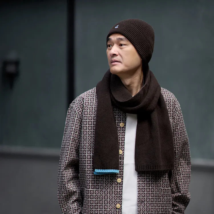 成事好物冯唐出品羊绒围巾帽子套装100%纯小山羊绒坑条工艺百搭
