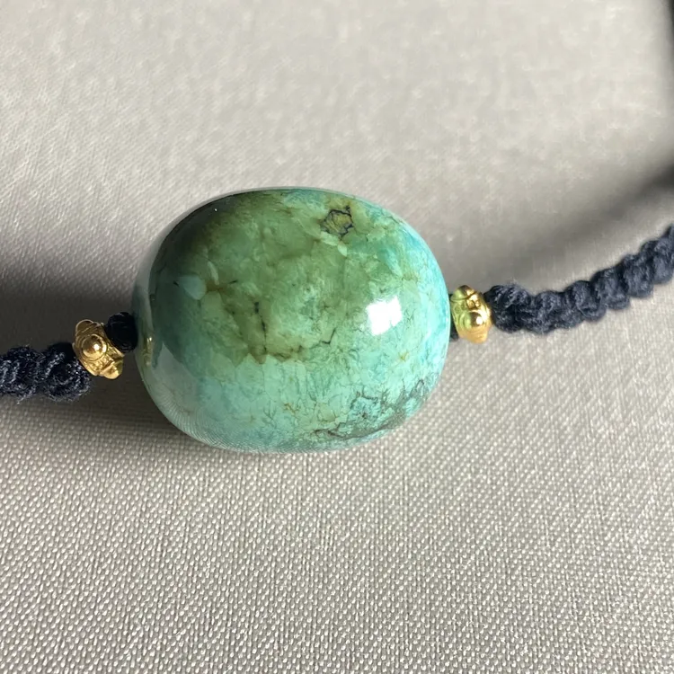 原矿绿松石千里江山色锁骨珠链