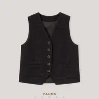 FAUES淞明摇曳 意大利立体肌理羊毛混织质感小众调性复古气质马甲