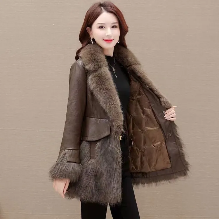 海宁皮草外套女2025中长款绵羊高档服皮衣显瘦修身洋气新款