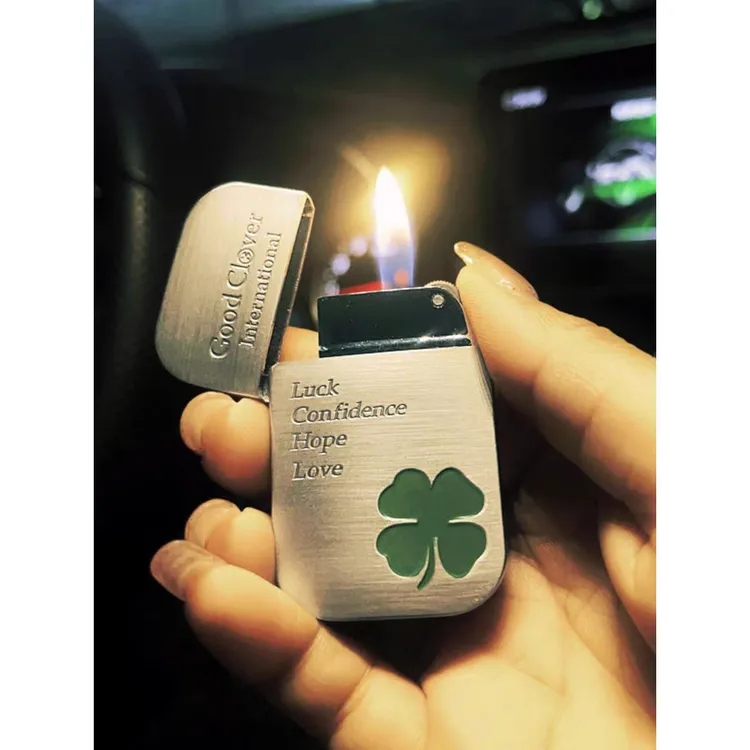 金属机身丁烷气体打火机创意礼品四叶草造型男孩子喜欢的礼物