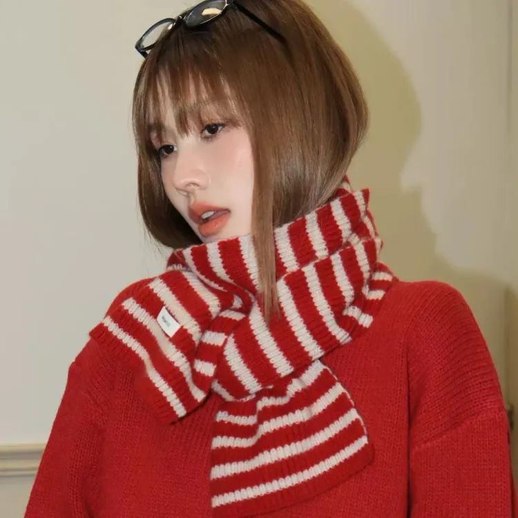 女高级感ins通用纯羊毛条纹情侣法式围巾棋盘格时尚保暖