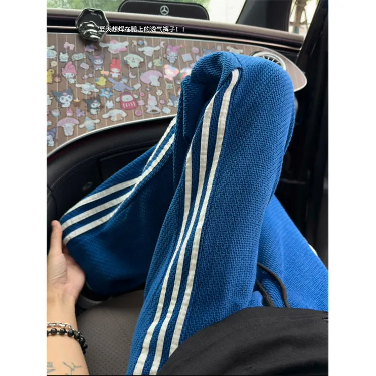 美式复古龙鳞纹裤子男夏季薄款透气cleanfit痞帅条纹裤直筒休闲裤