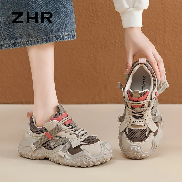 ZHR/则则老爹鞋女2025秋季厚底丑萌登山鞋轻便透气软底休闲运动鞋