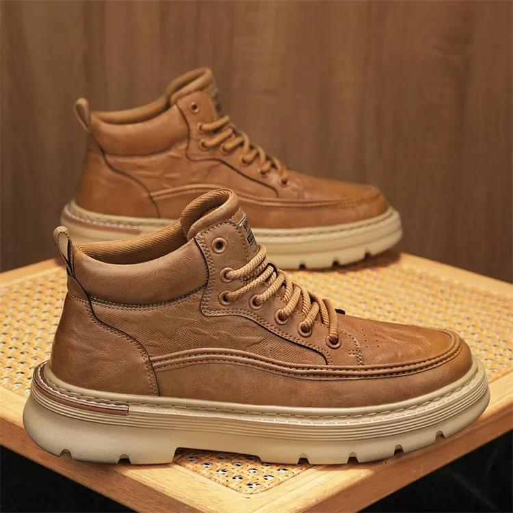 YEARCON/意尔康男百搭舒适防滑厚底马丁靴素面轻质休闲马丁靴4974