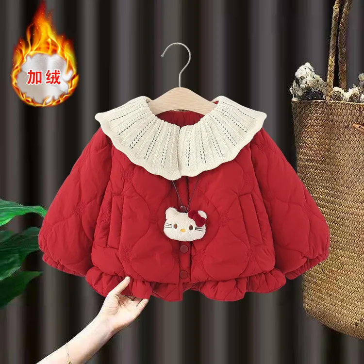 女童冬装棉服2025新款儿童加绒棉衣宝宝加厚保暖外套冬季女孩棉袄