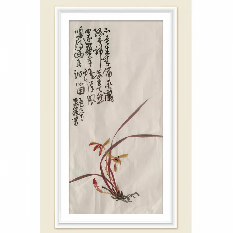 果胜精品•兰花34*68写意淡雅禅意山水国画收藏客厅沙发背景装饰画