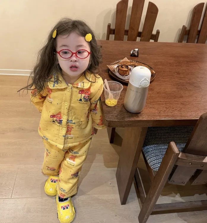 女童冬季套装女宝宝可爱卡通加绒加厚睡衣2025新款韩版洋气居家服