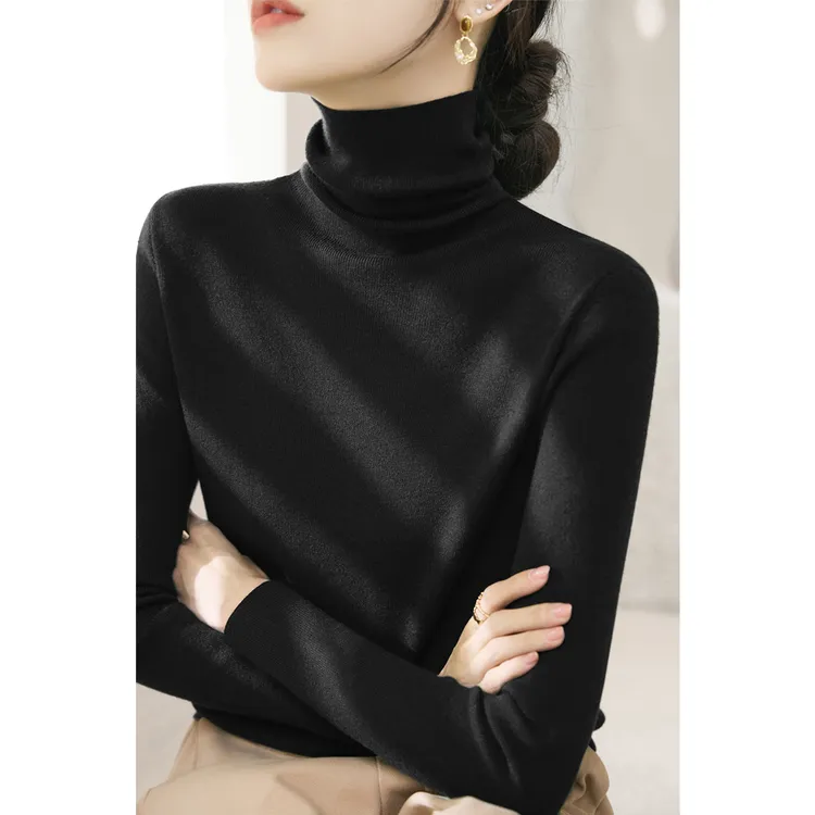 秋冬季长袖修身毛衣2025年新款堆堆领高领时尚针织内搭女装打底衫