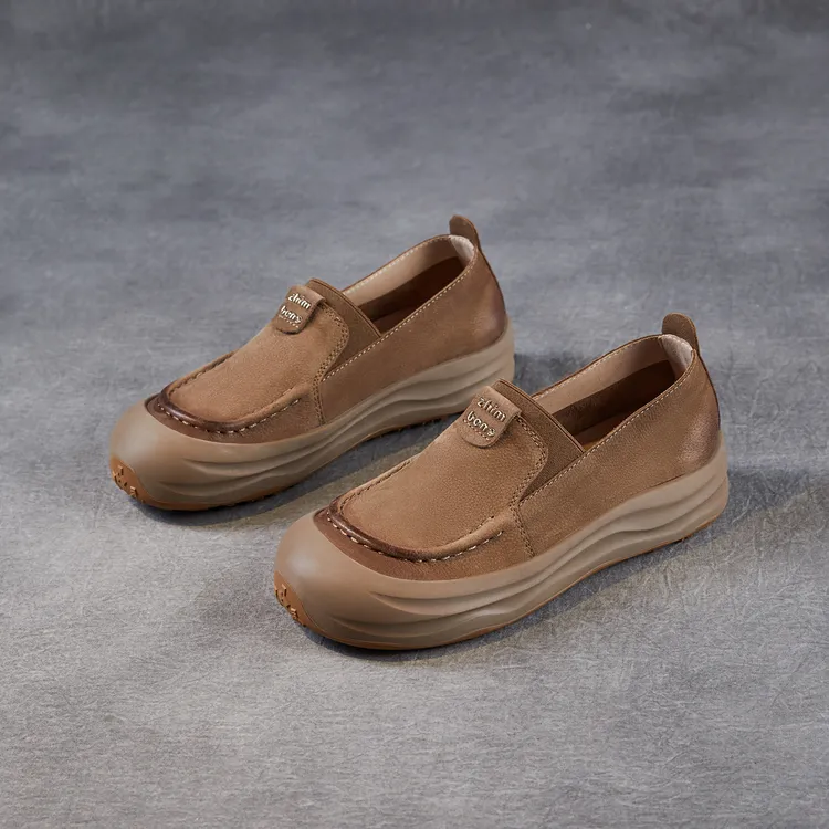 一脚蹬懒人鞋女头层牛皮2025新款秋季休闲勃肯单鞋软底平底乐福鞋