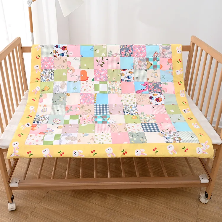 纯棉婴儿百家布料拼图成品包被手工棉花百纳福包被新生儿儿童盖毯