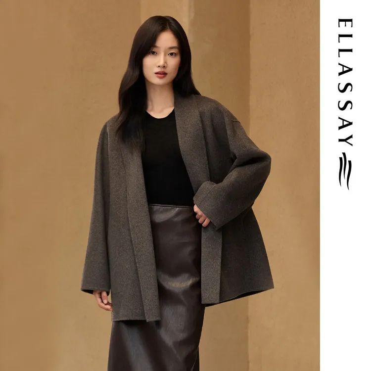 ELLASSAY歌力思2025秋季新款绵羊毛简约毛呢外套女EWB364D01100