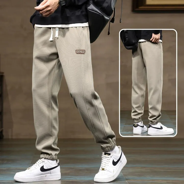 束脚时尚休闲长裤子加绒加厚工装裤男2025秋季新款潮牌宽松哈伦裤