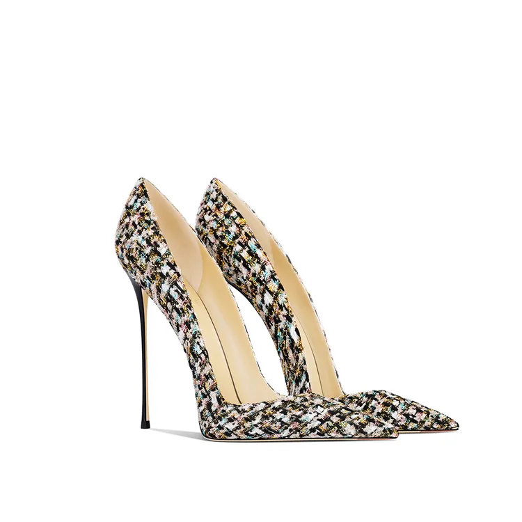 黑色百搭爆款高跟鞋名媛小香风高级2025春季新款尖头细跟工作单鞋