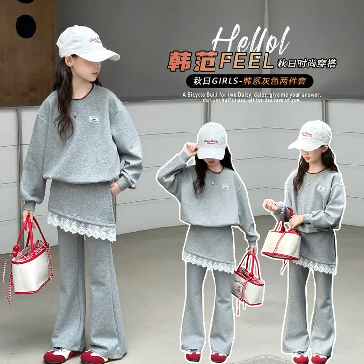 女童网红套装春秋季新款中大童卫衣休闲裤两件套儿童韩版洋气衣服