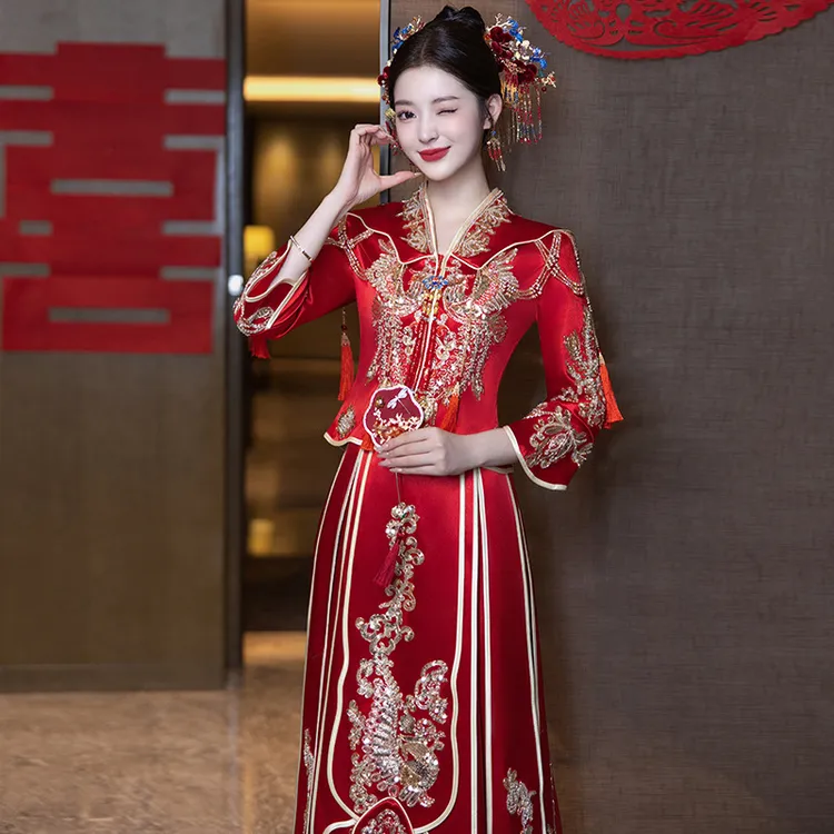 新中式新娘秀禾服传统中式婚礼新娘礼服接亲秀禾服结婚汉服女