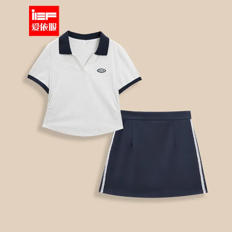 IEF/爱依服大码女装2025夏季新款微胖韩版休闲运动风百搭上下套裙