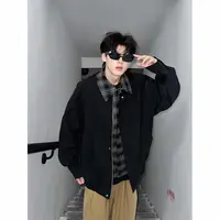 棕色琥珀流光美拉德短款宽松外套男美式飞行夹克秋冬潮流休闲百搭