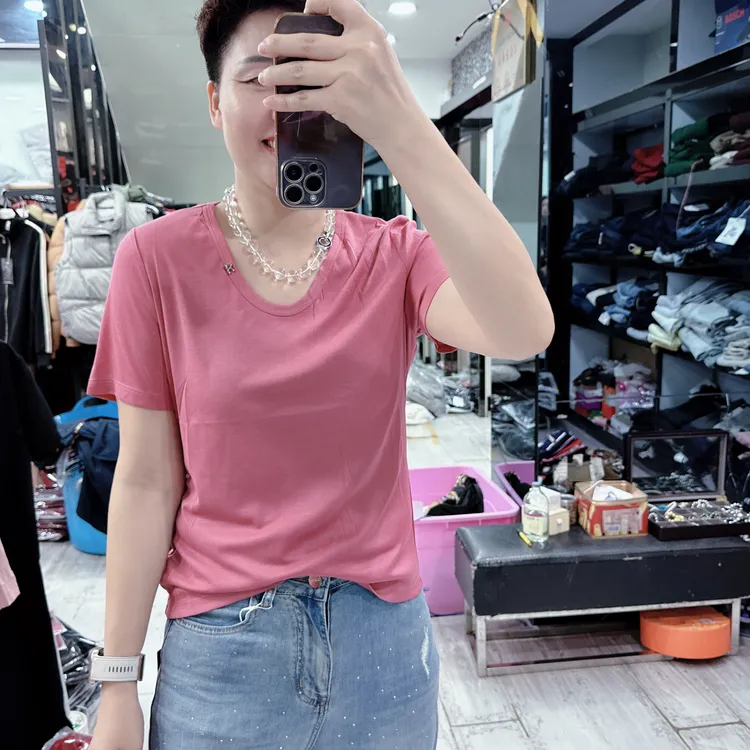 南韩正牌莱赛尔R牌U领7色丝光棉上衣3002