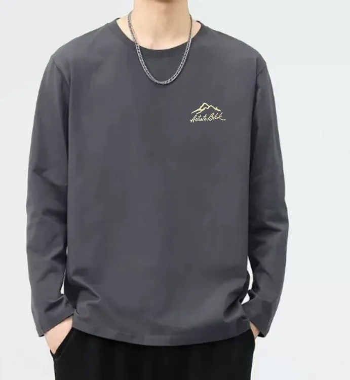 秋冬纯棉圆领宽松长袖T恤上衣简约百搭日系简约打底衫