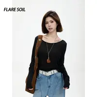 【兔一八】现货韩版通勤T恤天丝羊毛透气宽松极简防晒长袖T4102A