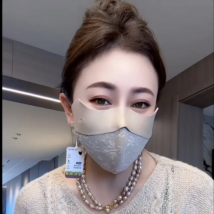 秋冬新款德绒蕾丝浮雕立体保暖口罩防风保暖舒适透气