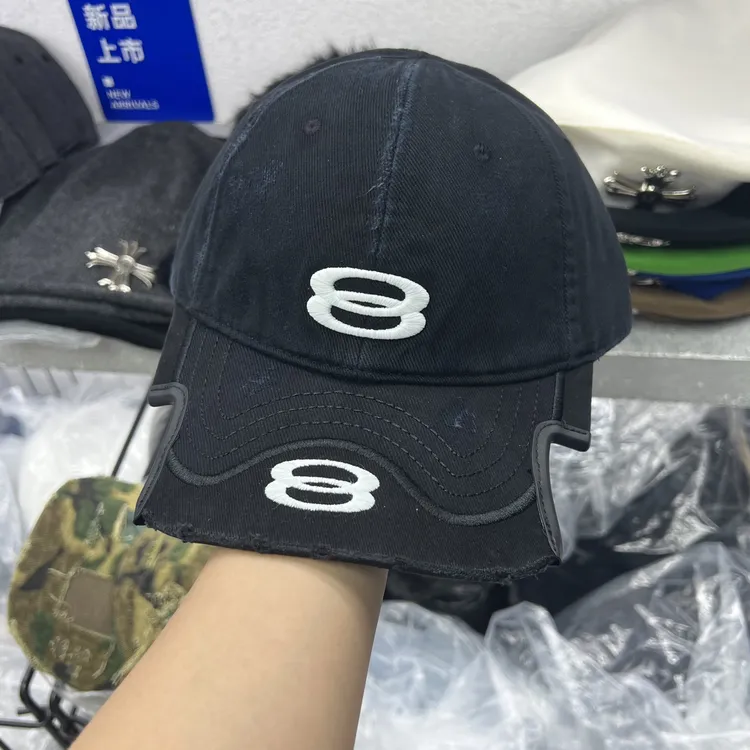 新款缺口高品质重工工艺水洗牛仔纯棉嘻哈炫酷复古鸭舌遮阳棒球帽