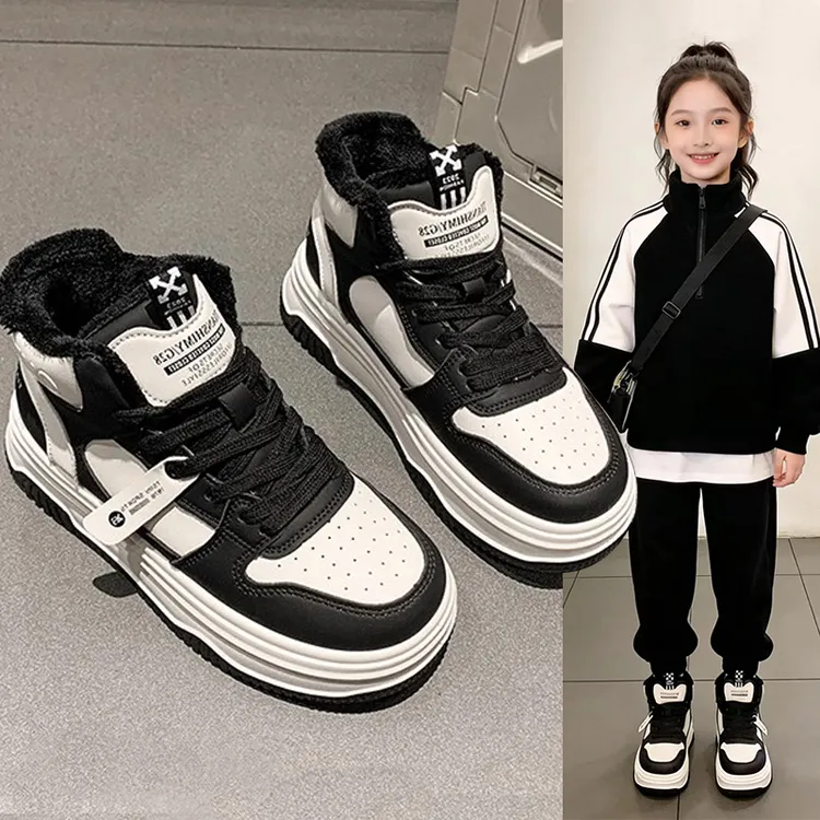 女童加绒棉鞋2025秋冬新款女孩6-12岁潮款学生防滑运动鞋儿童鞋子