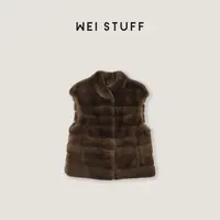 WEI STUFF “焦糖朗姆”裘皮新贵獭兔毛立领皮草马甲外套10376
