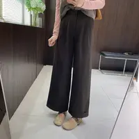 IMFLY金小金自制女装 莱赛尔休闲裤DYK2827秋季阔腿卷边休闲裤