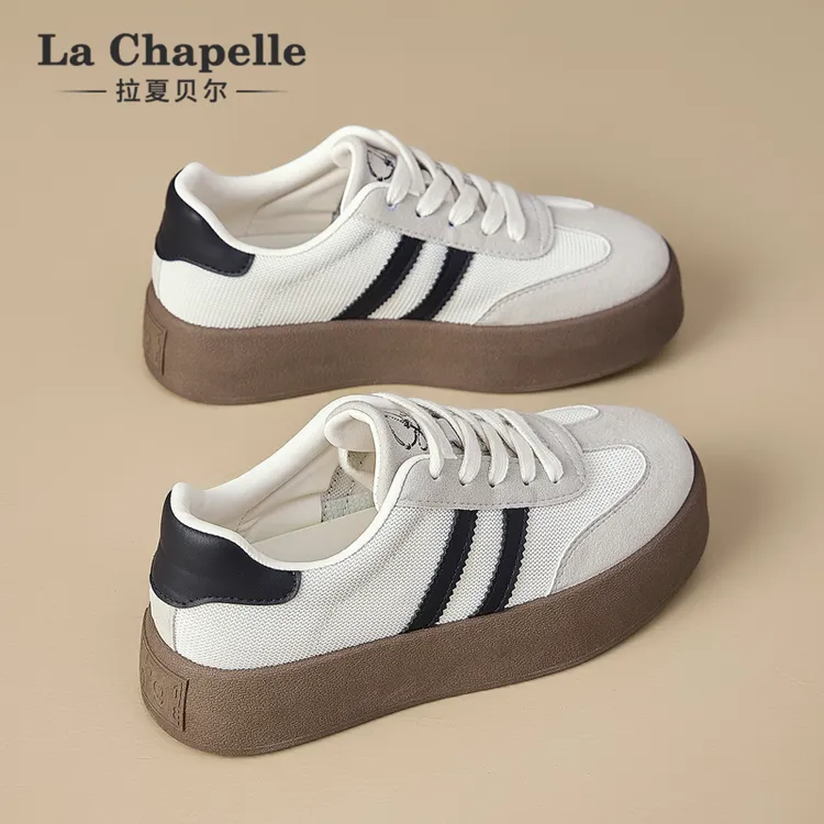 拉夏贝尔厚底德训鞋2025新款秋冬网红爆款女增高休闲百搭小众高级