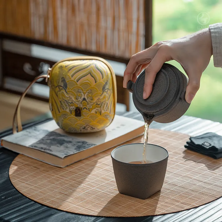 【万仟堂】凤凰涅槃·快客杯易泡壶便携旅行包功夫茶具快客杯套装