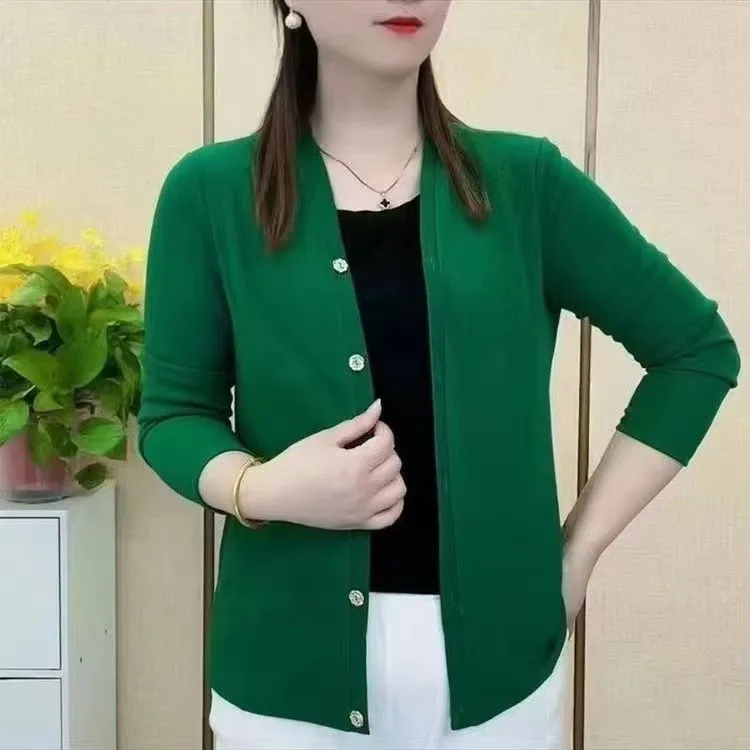 修身型常规款夏季女针织毛针织衫薄款防晒春季极简风