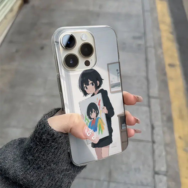 自画像女孩适用苹果13手机壳软iphone16pro/15小米vivo华为oppo套