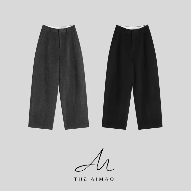 【THE AIMAO】“雅痞主义”加厚毛呢质感保暖显瘦直筒茧型裤XYX83000