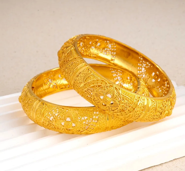 铜合金手镯 1/78复古国风传承感铜镀金精美金色雕花手镯妈妈镯子