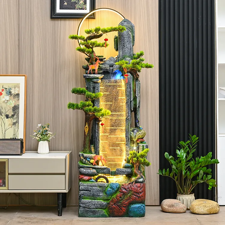 假山流水喷泉循环水鱼池景观适合客厅办公室乔迁开业大吉招财摆件