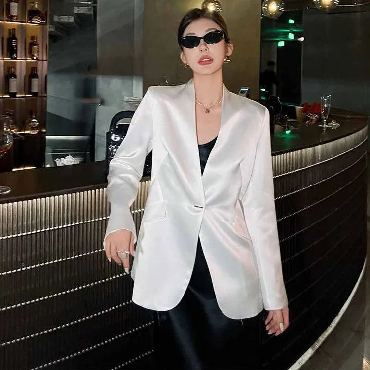 【栖谷】爆款100%三醋酸金属扣西装外套女款爆款2025新款简约西装