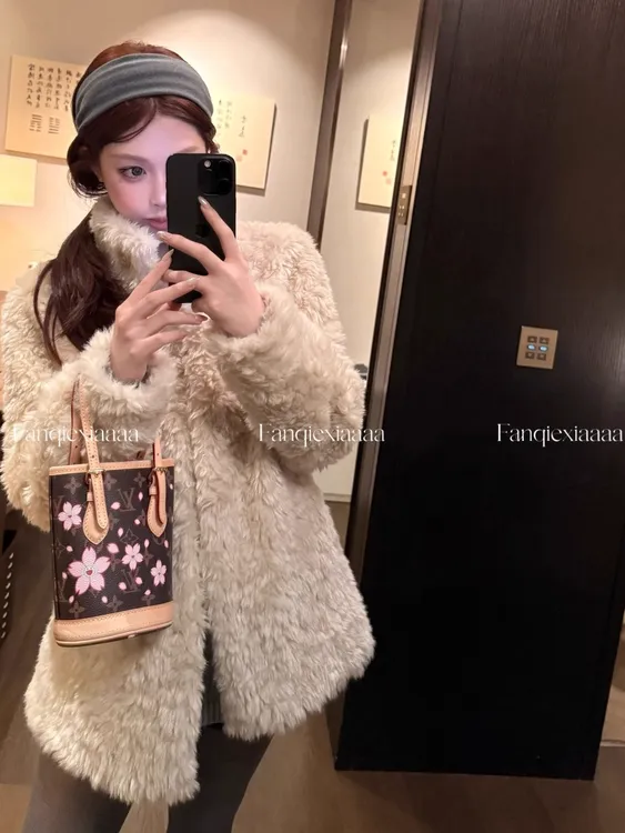 番茄侠富人区4.0环保仿皮草托卡毛毛外套女立领短羊毛大衣